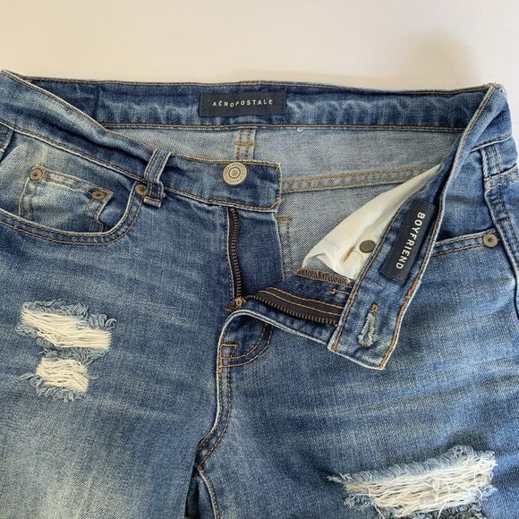 Aeropostale Jeans Women Boyfriend Distressed Mid Rise Denim 30x28.5 Grunge Boho - Picture 5 of 9